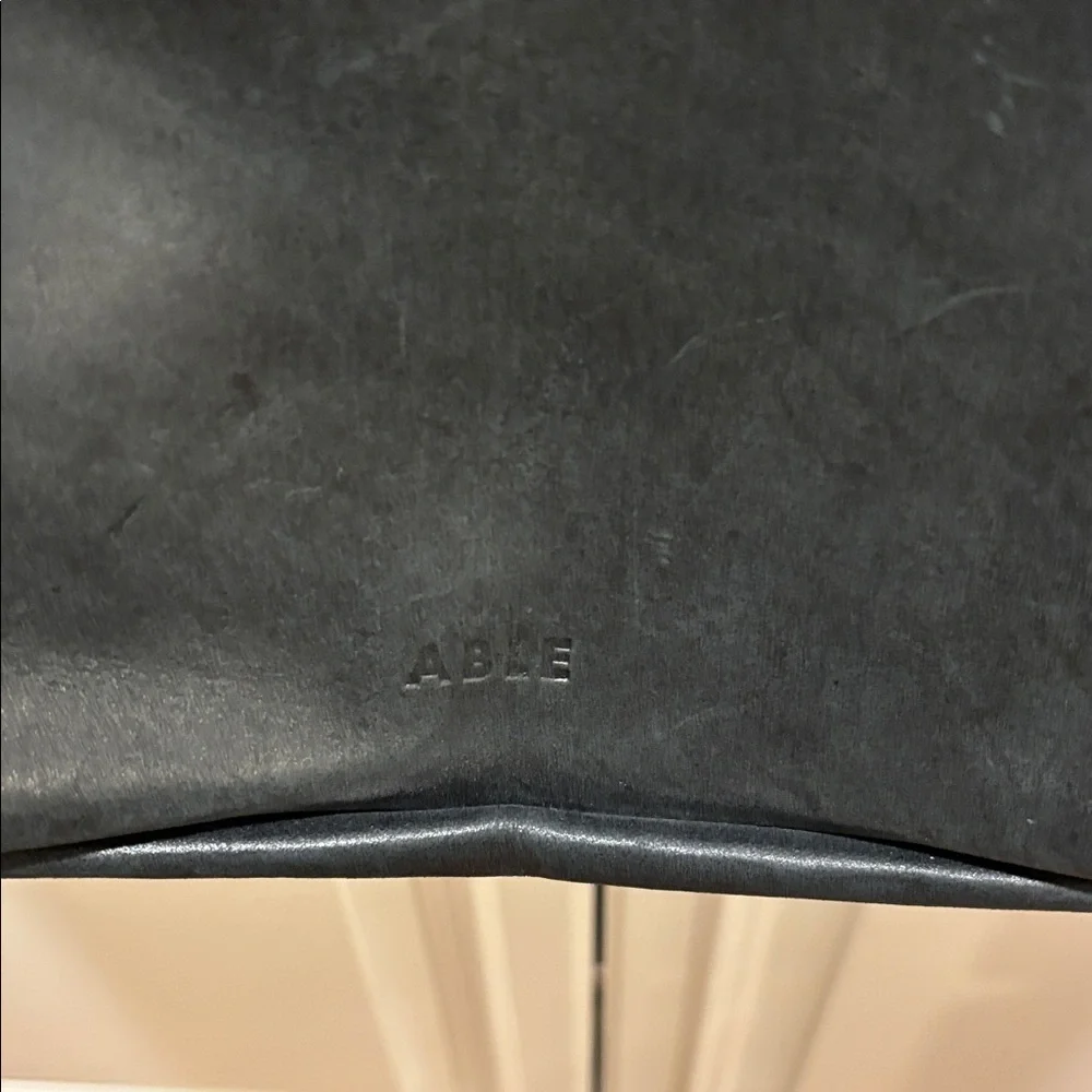 ABLE Classic Black Leather Tote Bag - Picture 2 of 7
